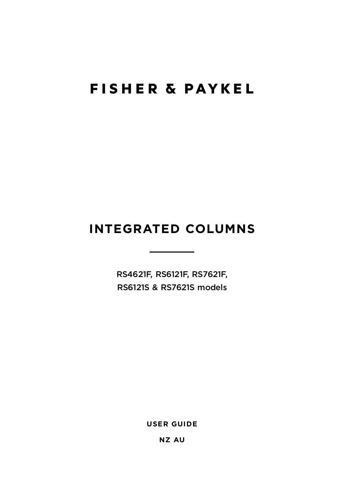 Fisher & Paykel RS4621FRJK1, RS6121SLK1, RS7621FRJK1 User Manual