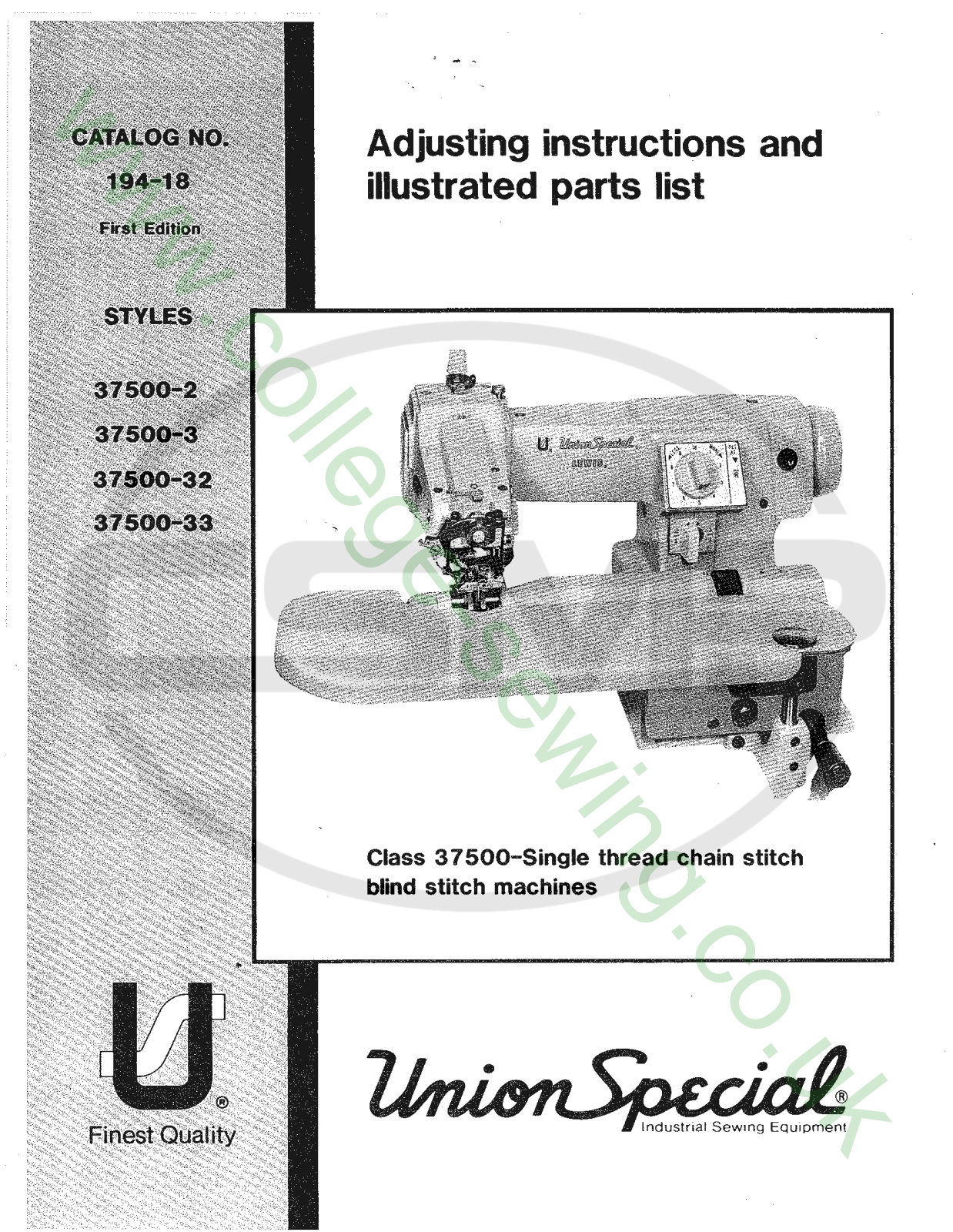 Union Special 194-18 Parts Book