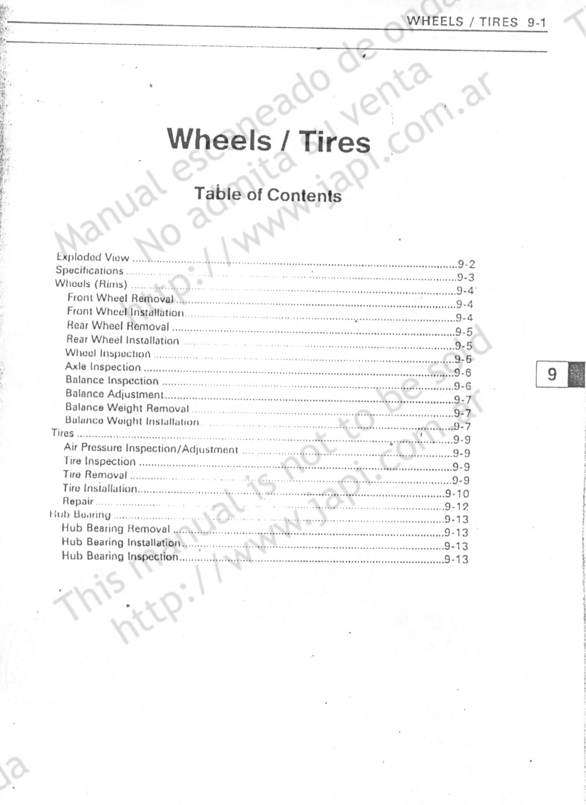 Kawasaki ZXR250 Service Manual 09  wheels  10  final  drive  11  brakes