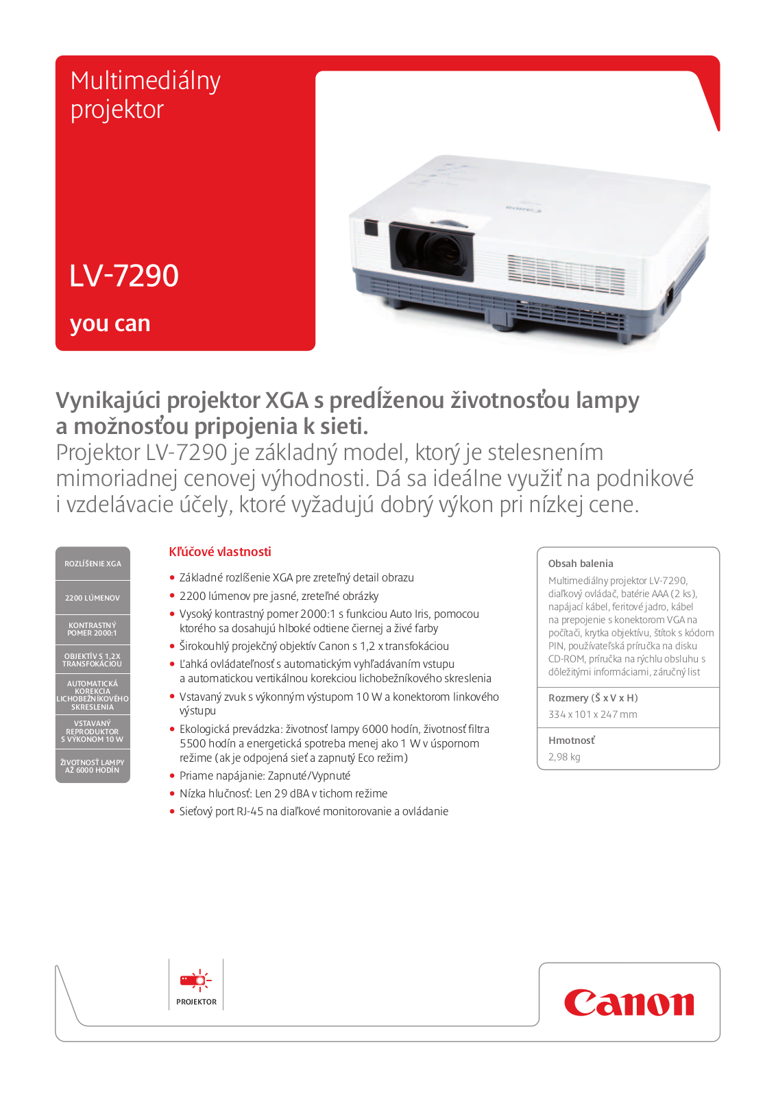 Canon LV-7290 BROCHURE