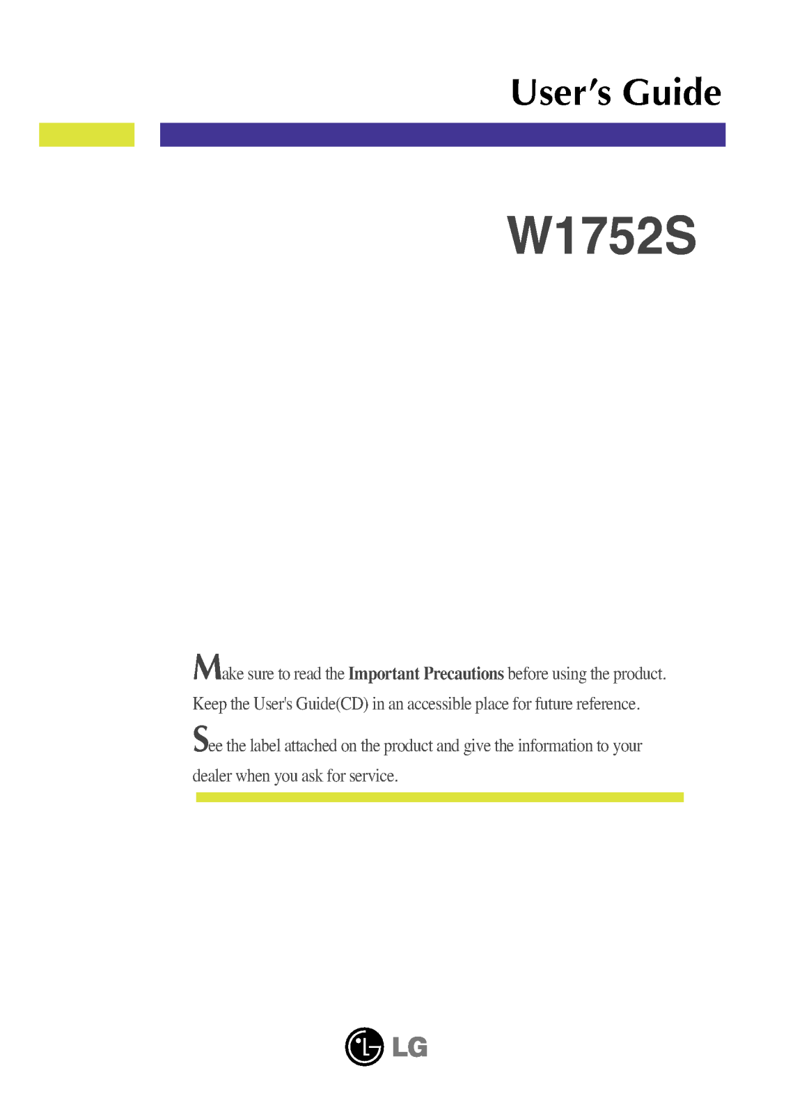 LG W1752S-PF.AWNNAPN User Manual