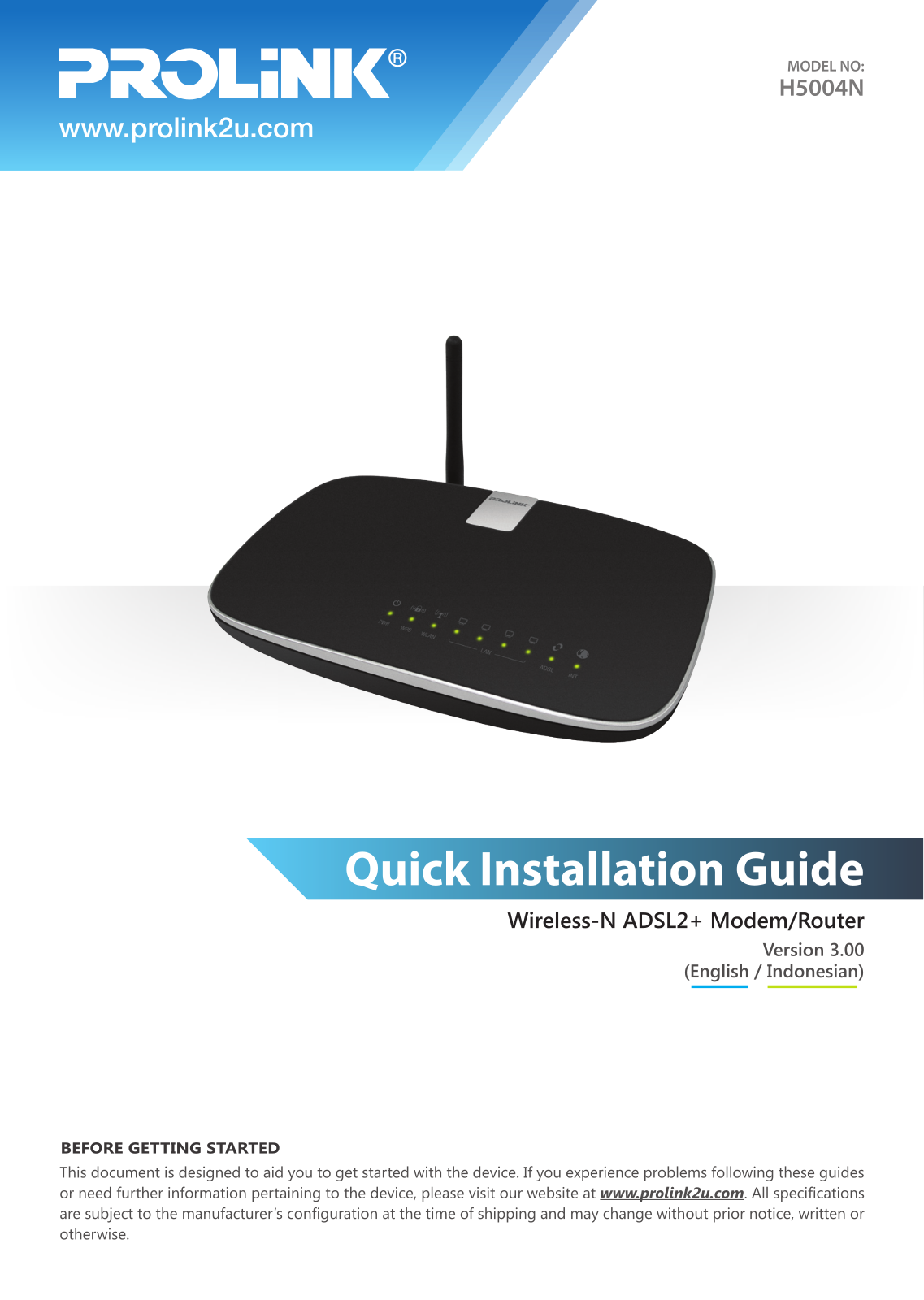 PROLiNK H5004N Quick Install Guide