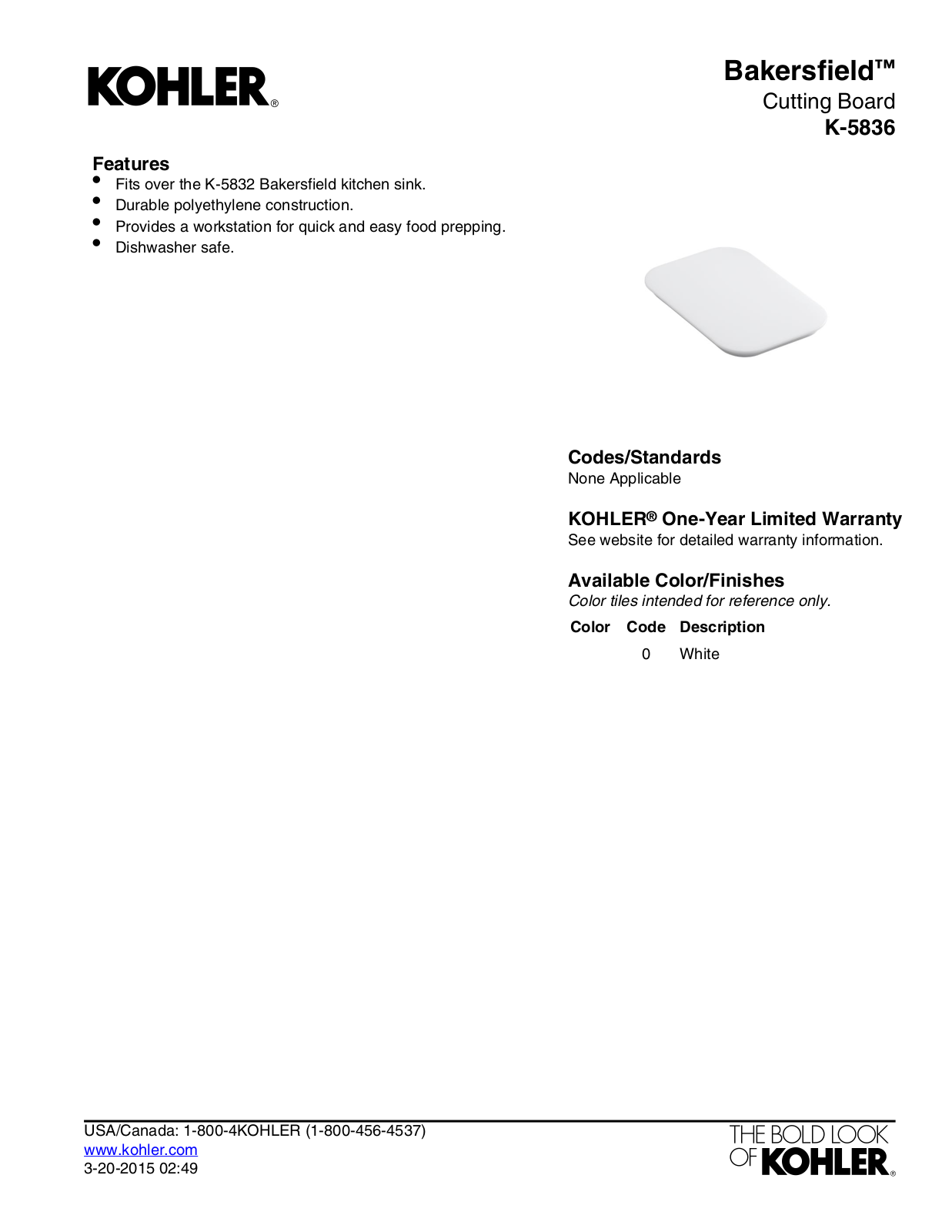 Kohler KOH4060 Specifications - ManualMachine.com