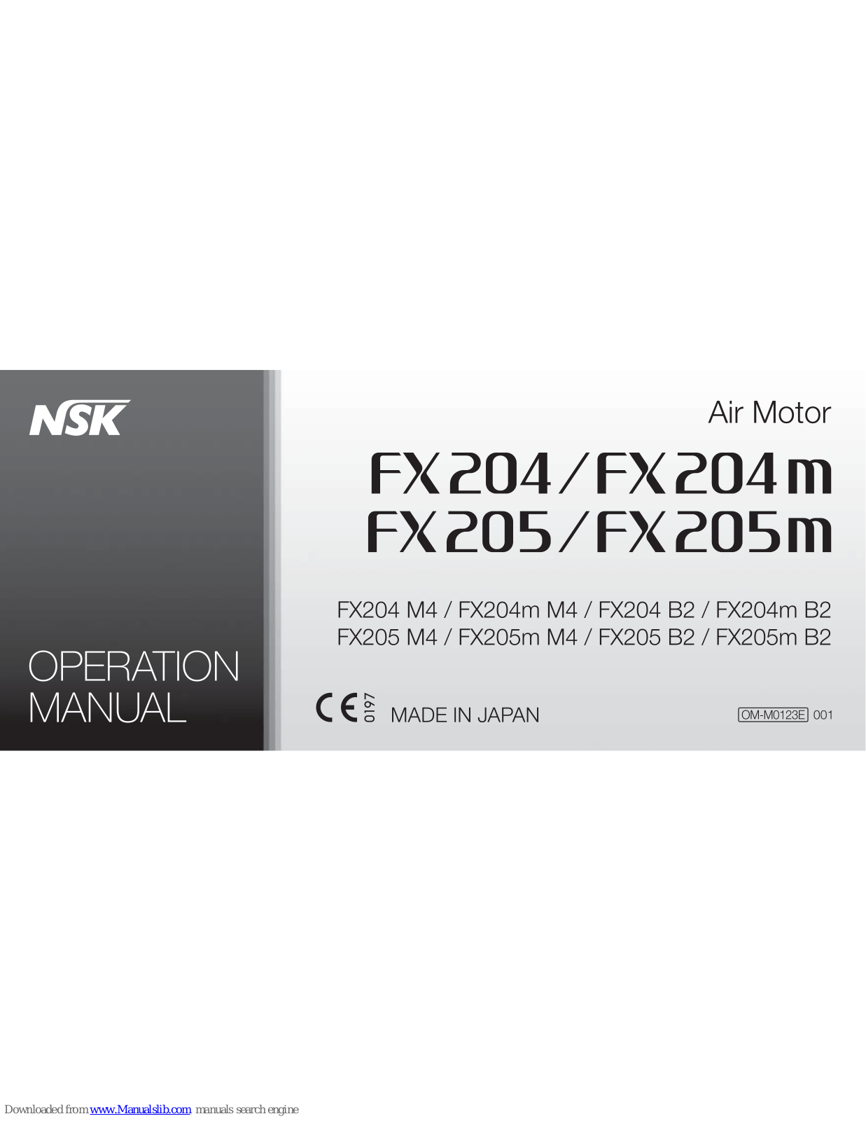 NSK FX204, FX204m, FX205, FX205m, FX204 M4 Operation Manual