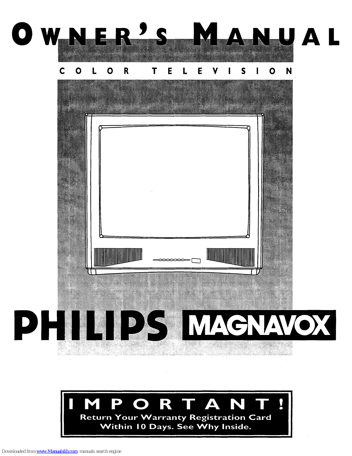 Philips COLOR TV 25 INCH TABLE TS2574C Owner's Manual