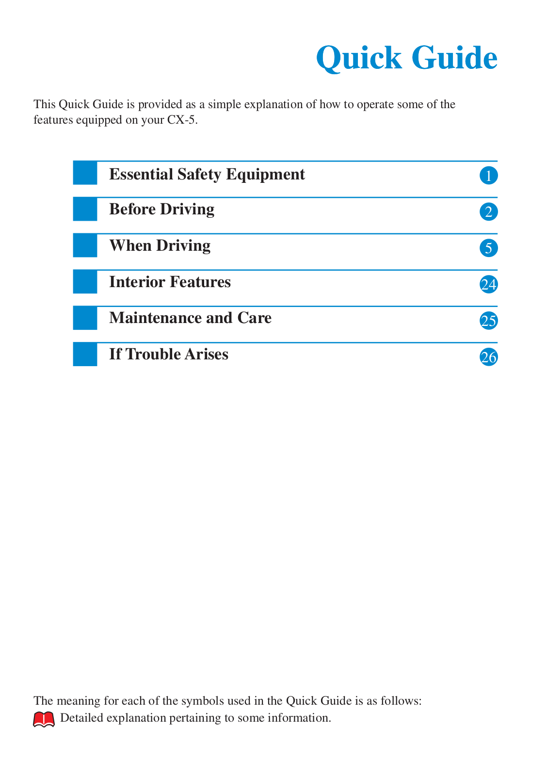 Mazda CX5 2015 Quick Guide