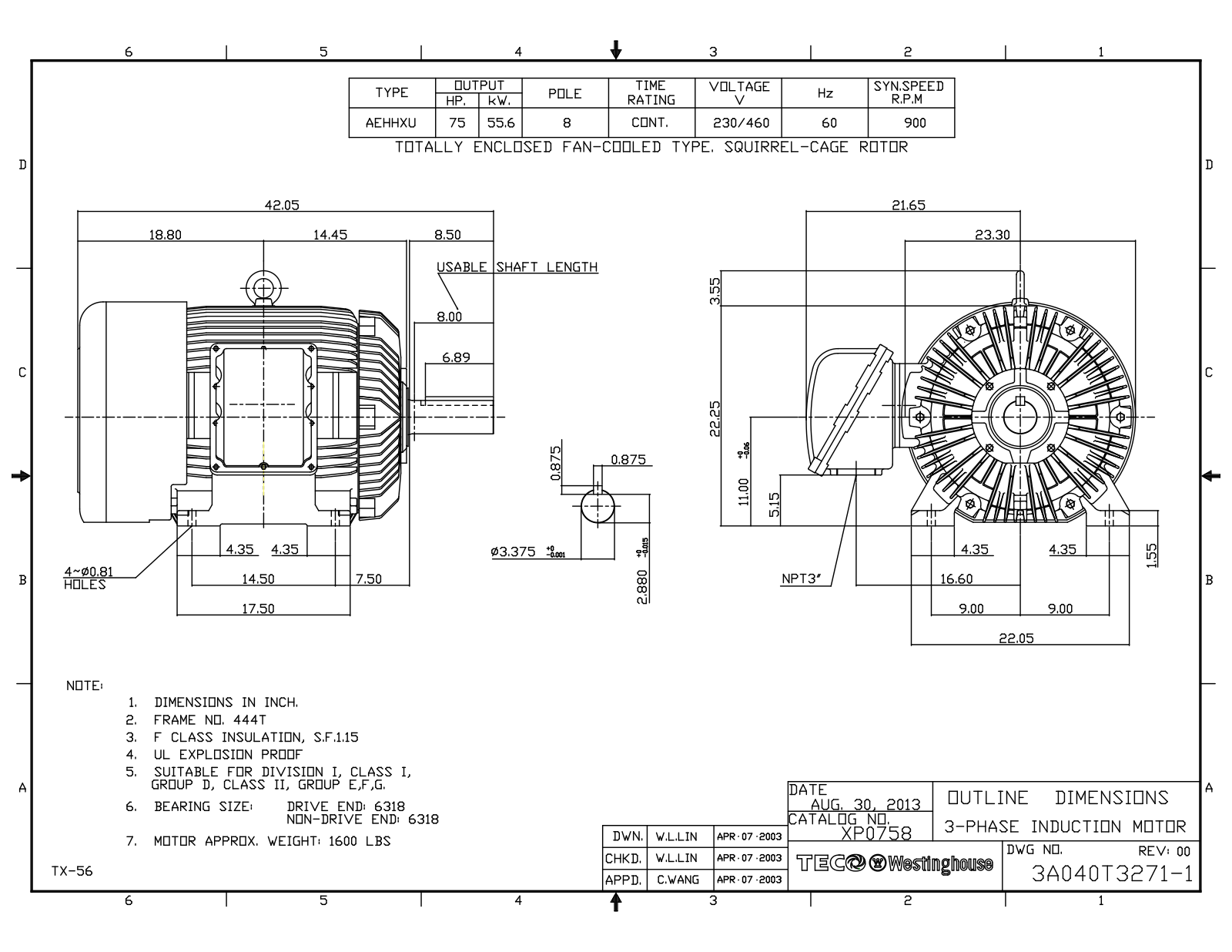 Teco XP0758 Reference Drawing