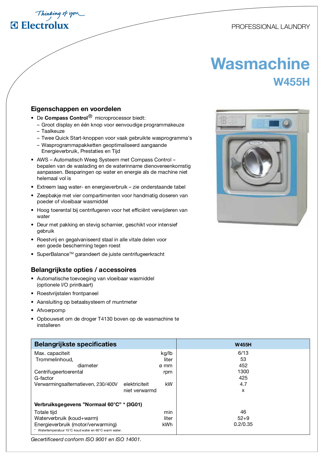 Electrolux W455H DATASHEET