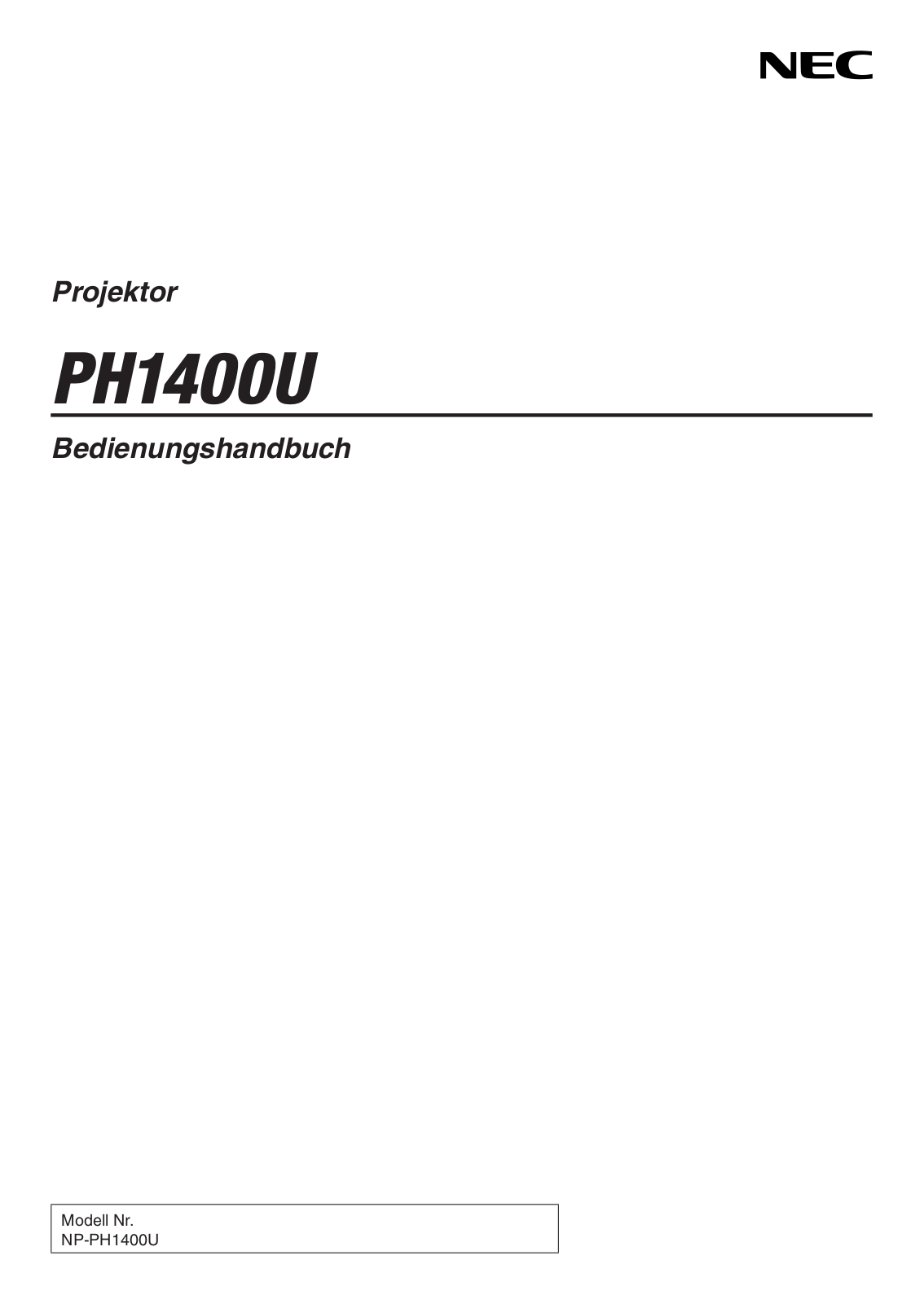 NEC PH1400U User Manual