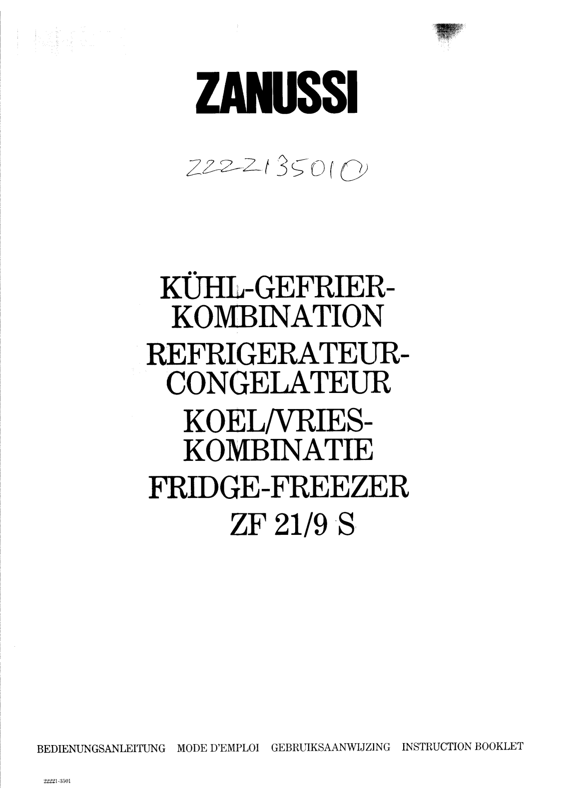 Zanussi ZF21/9S USER MANUAL