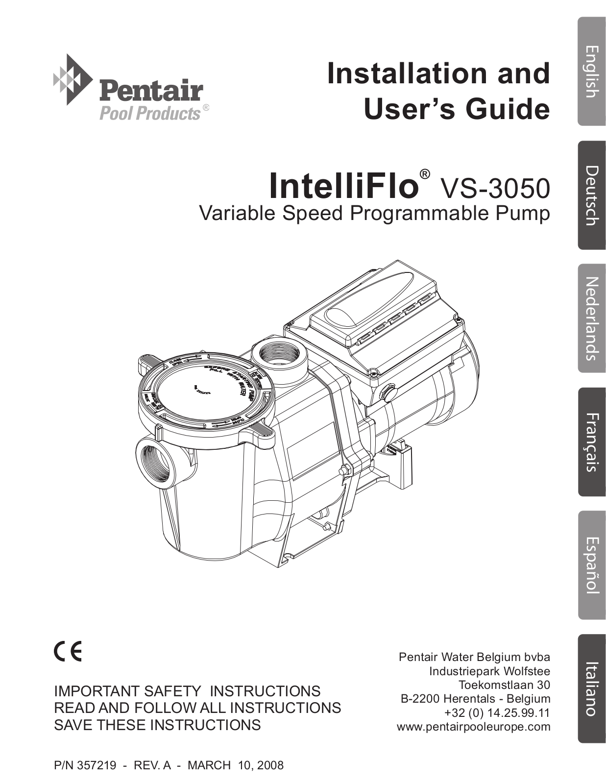 Pentair VS-3050 User Manual