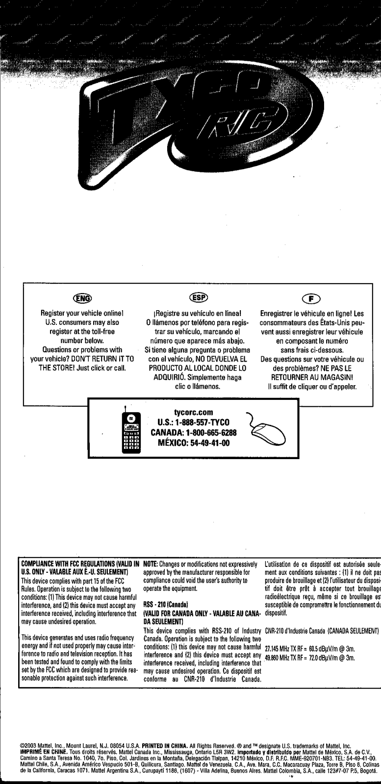 Mattel Asia Pacific Sourcing C0640-03A4T User Manual