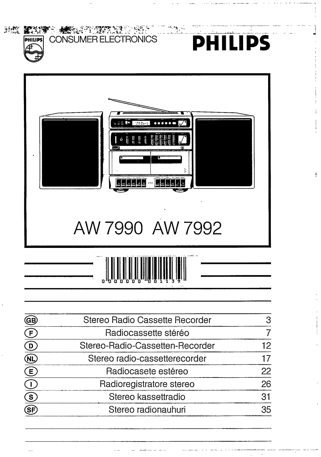 Philips AW7992, AW7990 User Manual