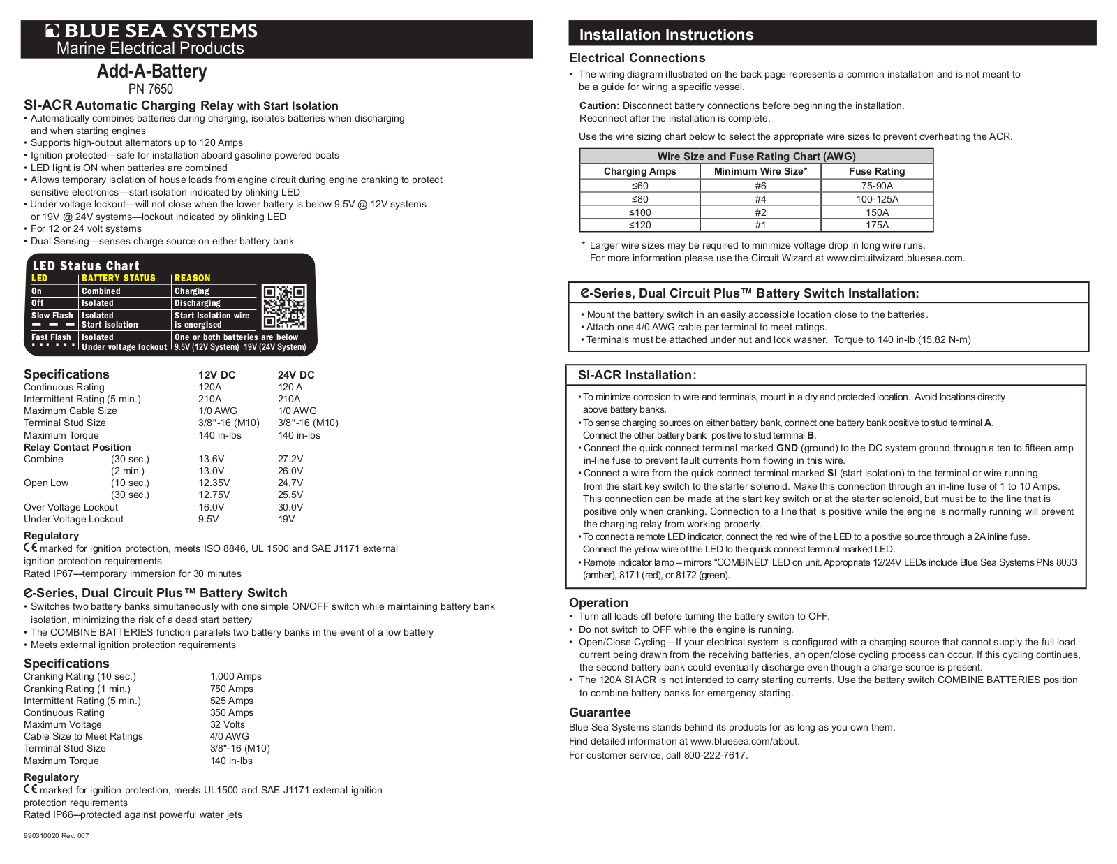 Blue Sea Systems Add-A-Battery Kit User Manual