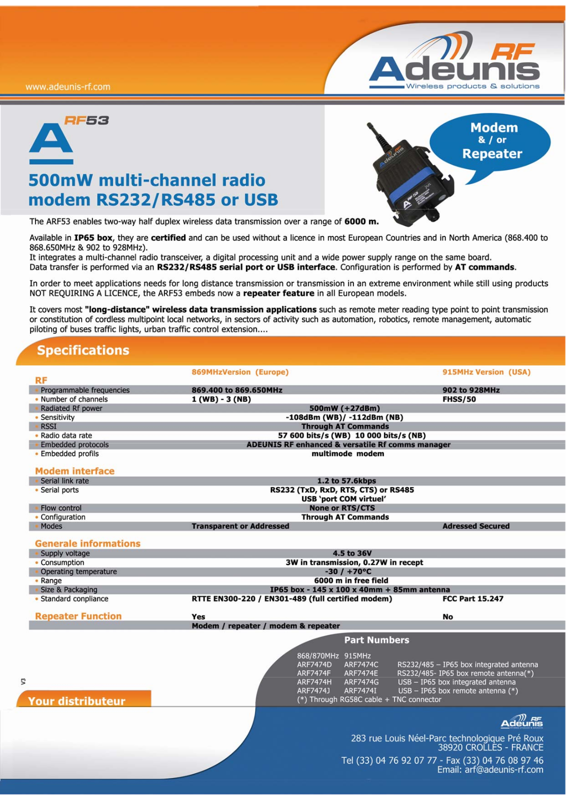 ADEUNIS RF53 User Manual