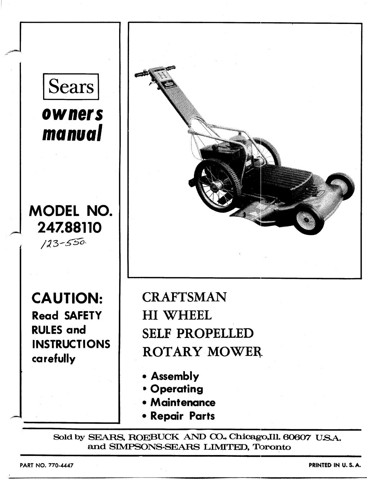 Craftsman 247.8811 User Manual