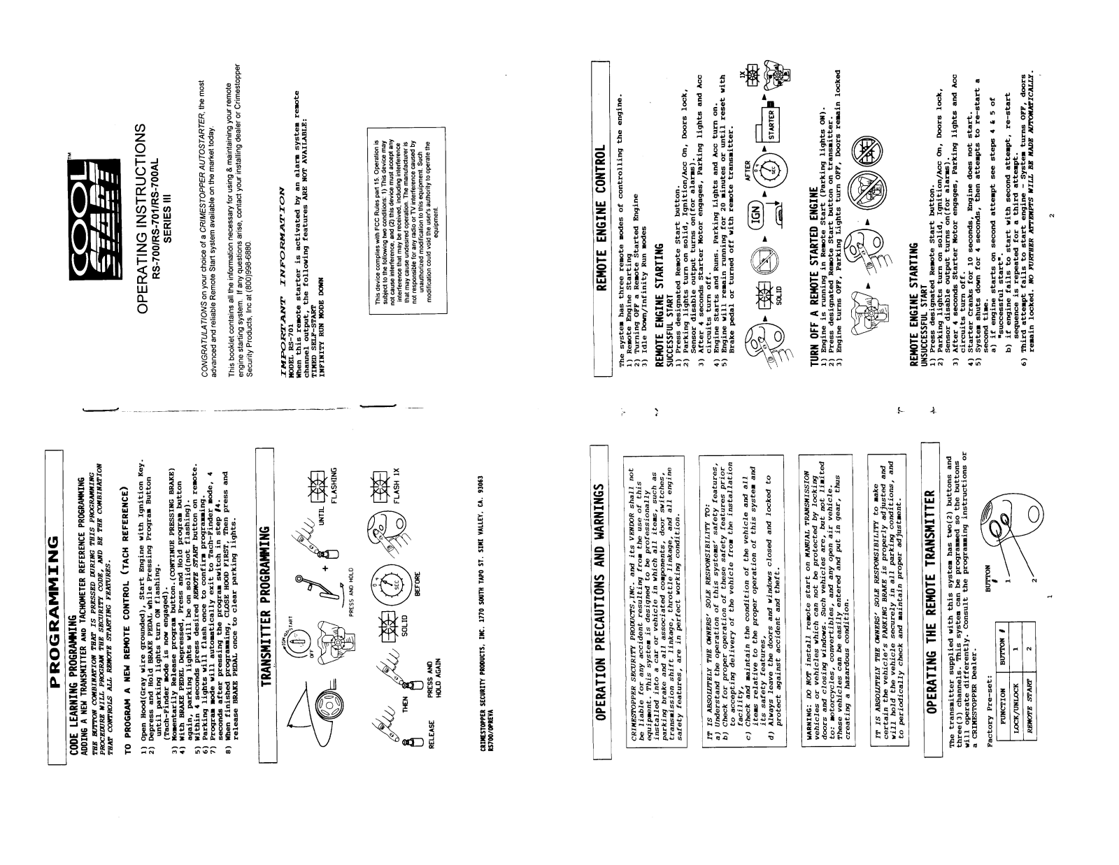 Crimestopper RS-700.III Operator's Manual