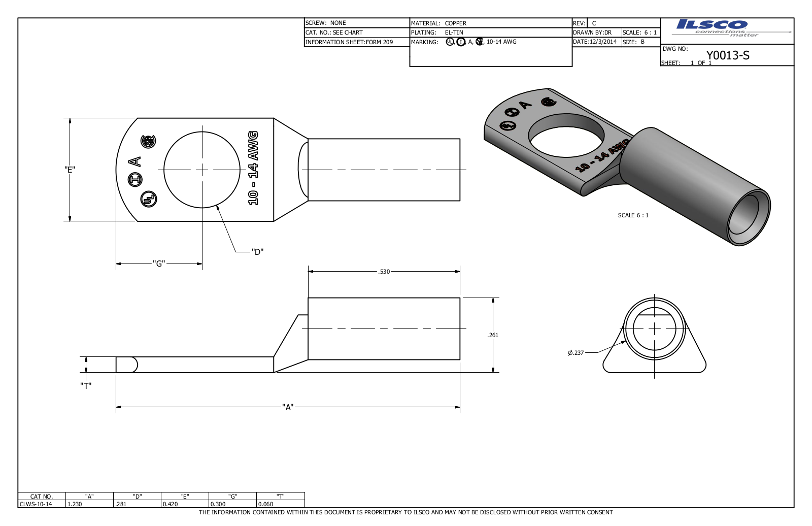 Ilsco CLWS-10-14 Data sheet