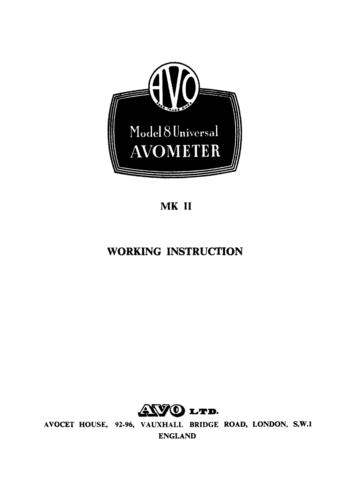 AVO Model 8 MK II Service manual