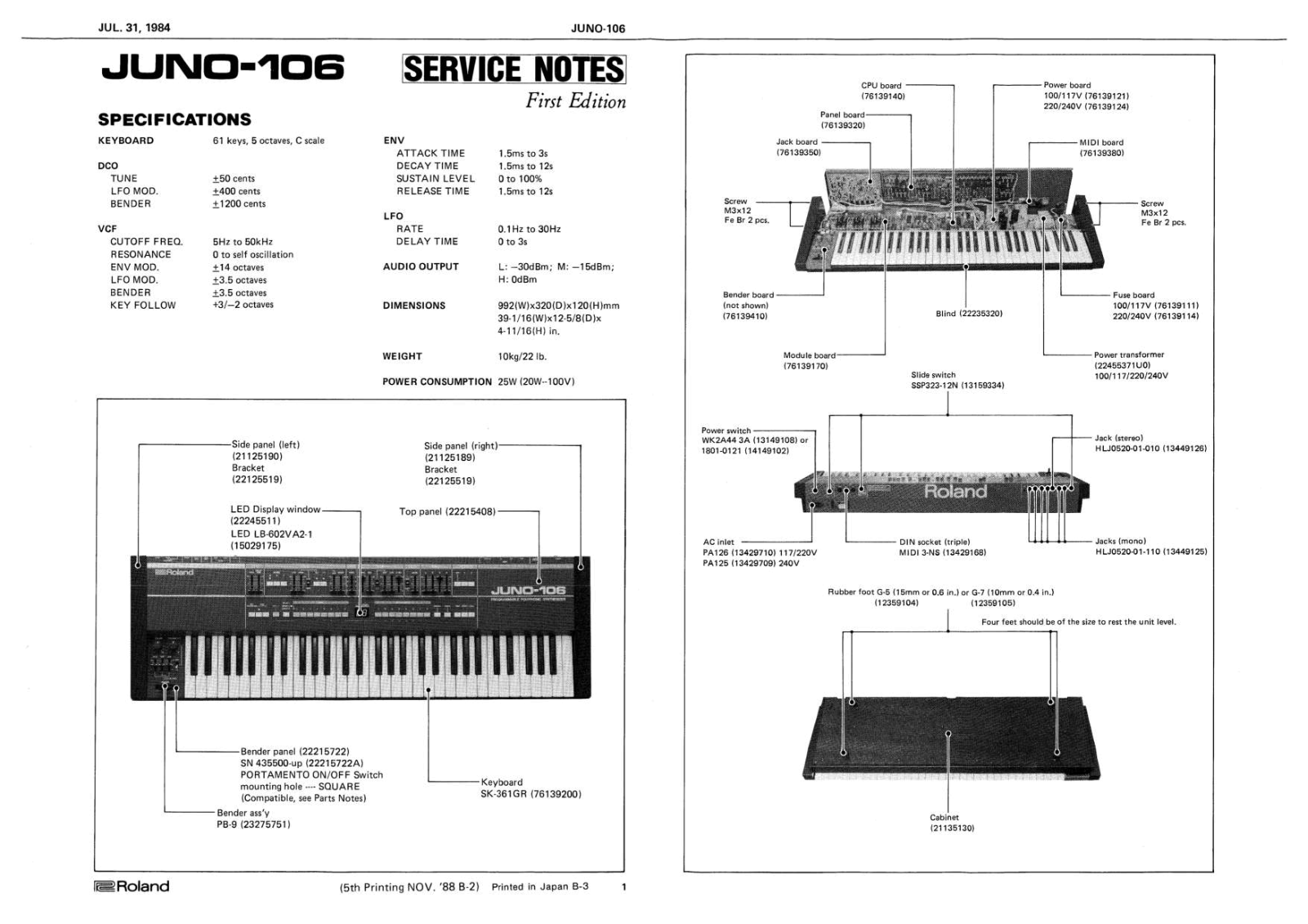 Roland JUNO-106 Schematic