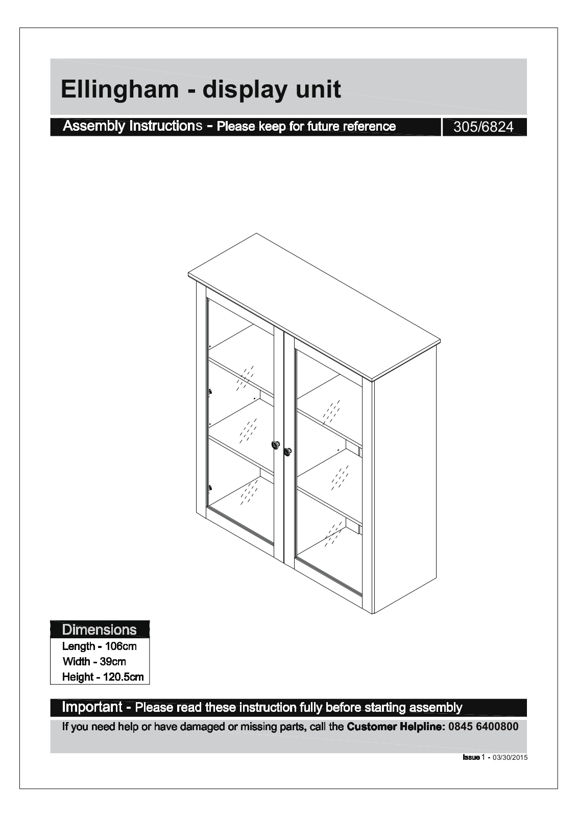 Argos Ellingham - display unit ASSEMBLY INSTRUCTIONS