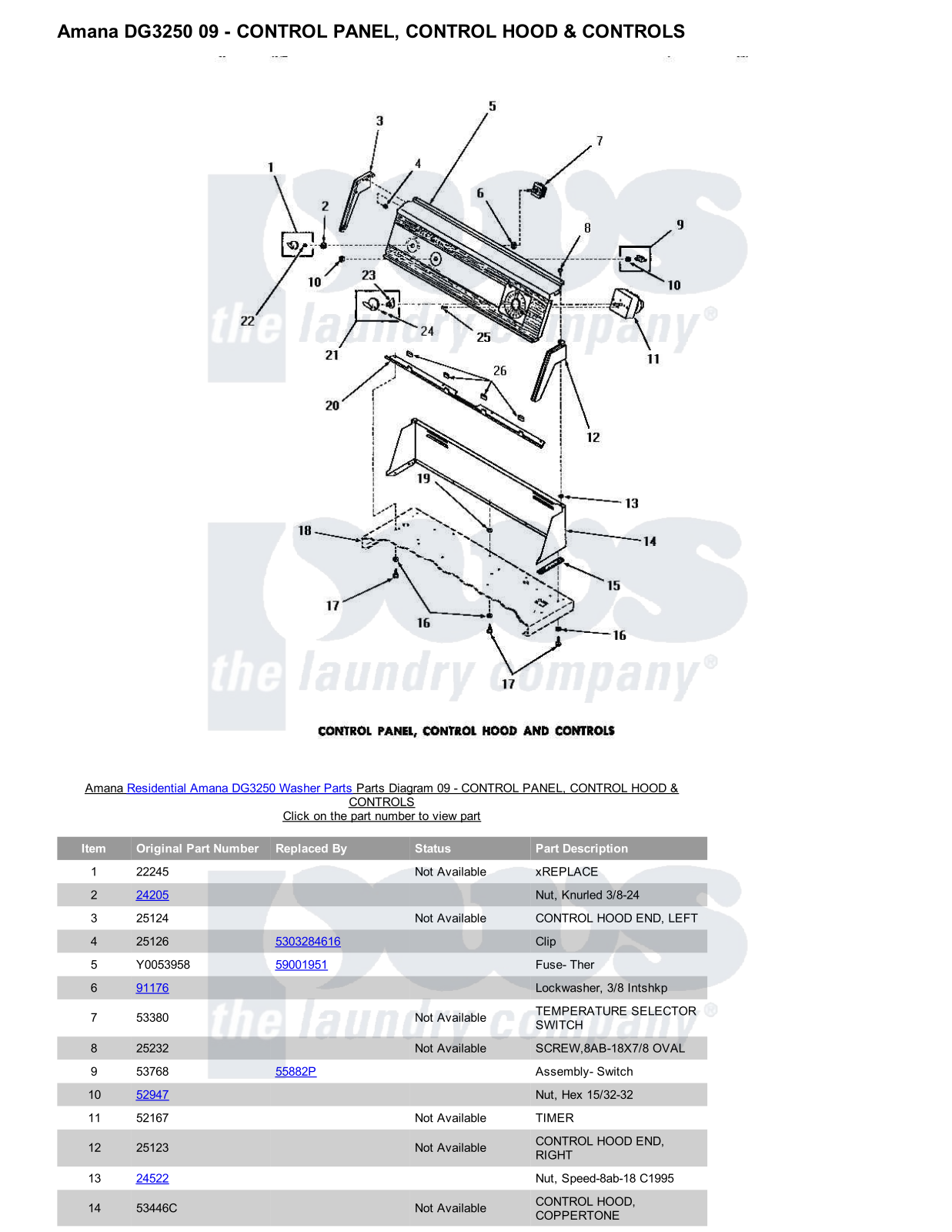 Amana DG3250 Parts Diagram