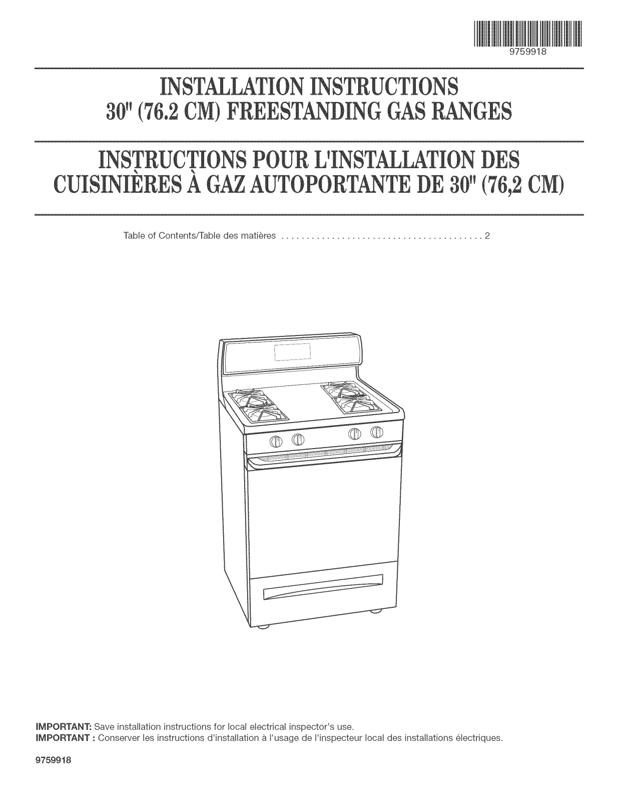 Whirlpool GS440LEMT2, GS440LEMT1, GS440LEMQ2, GS440LEMQ1, GS440LEMB2 Installation Guide - ManualMachine.com