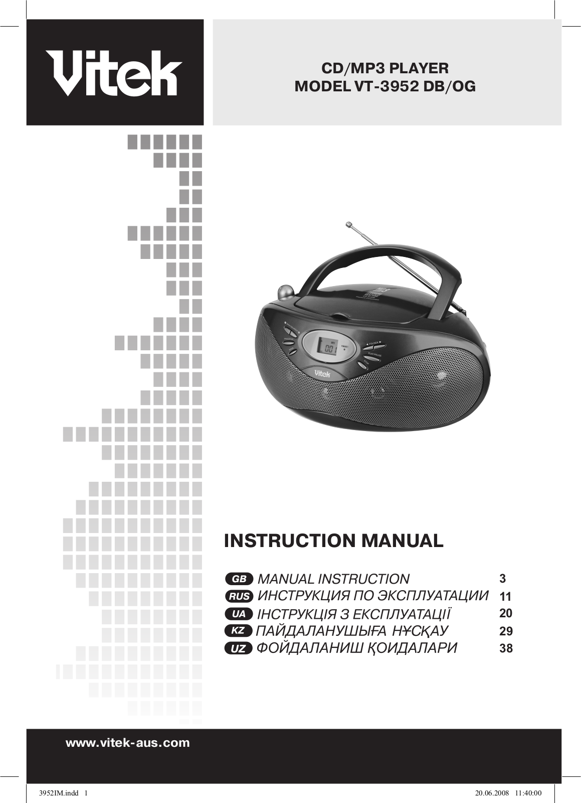 VITEK VT-3952 DB User Manual