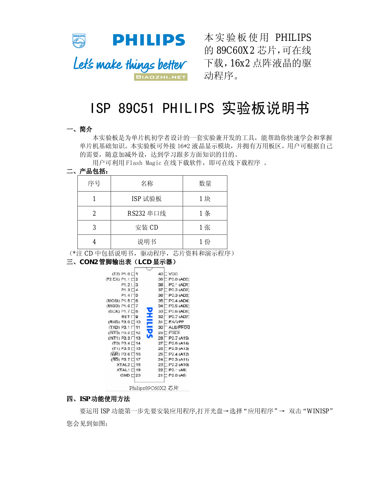 Philips ISP 89C51 User Manual