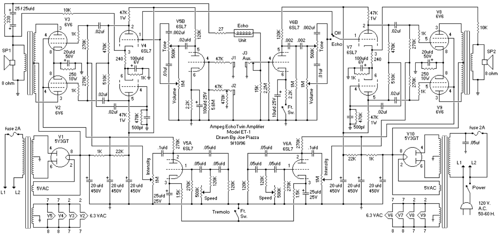 Ampeg et1 echo twin schematic