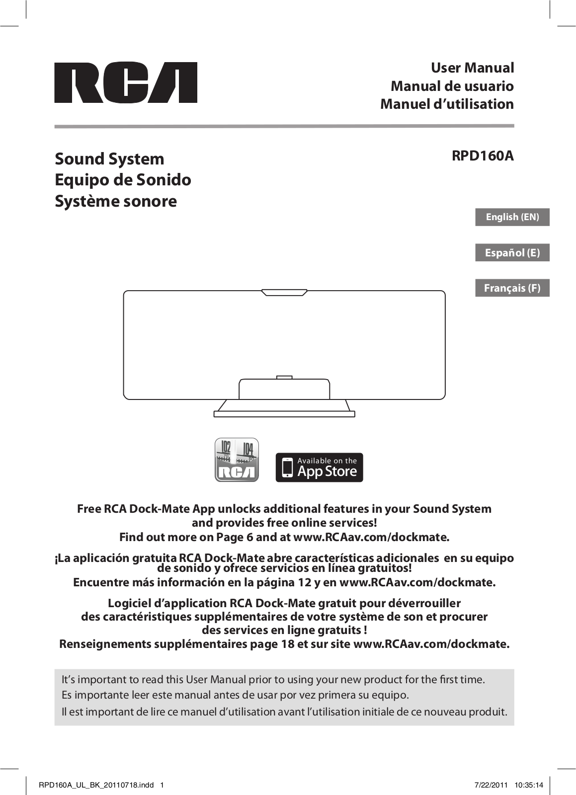 RCA RPD160A Owner's Manual