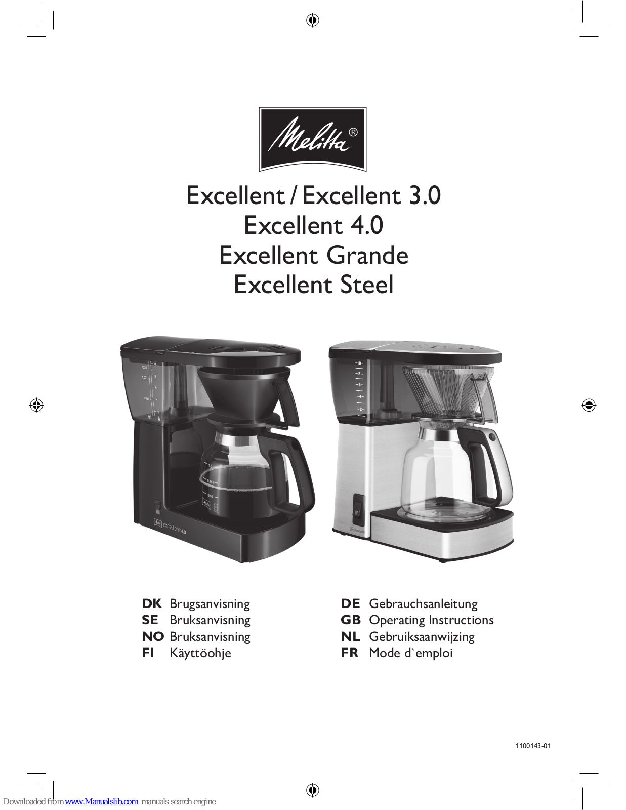 Melitta Excellent, Excellent 3.0, Excellent Grande, Excellent Steel Instruction Manual