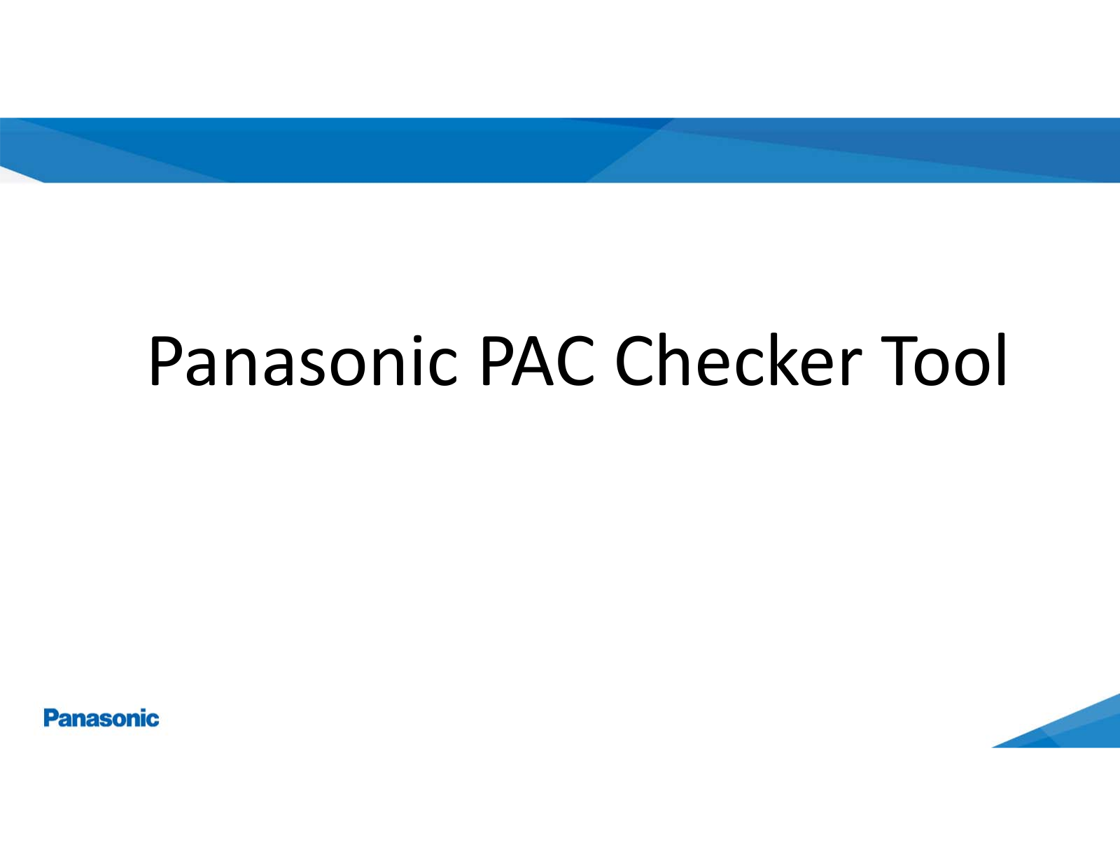 Panasonic PAC Checker Tool operating instructions