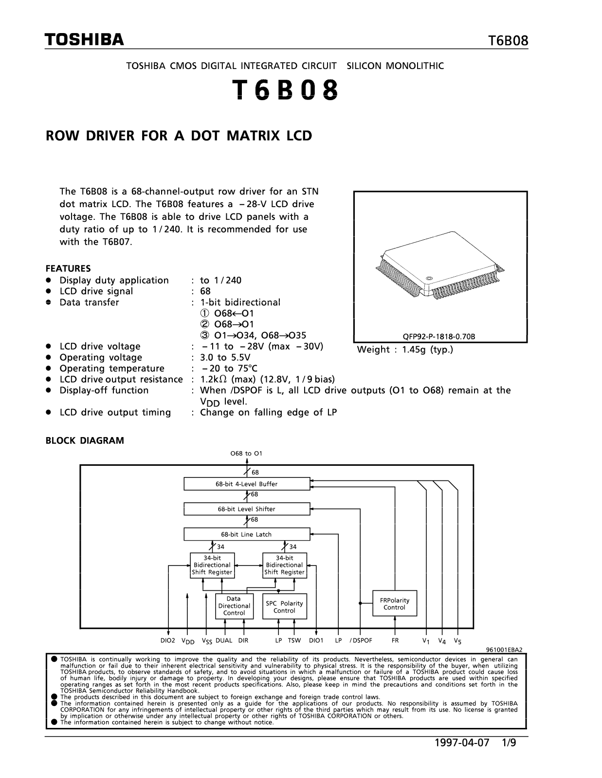 Toshiba T6B08 Datasheet