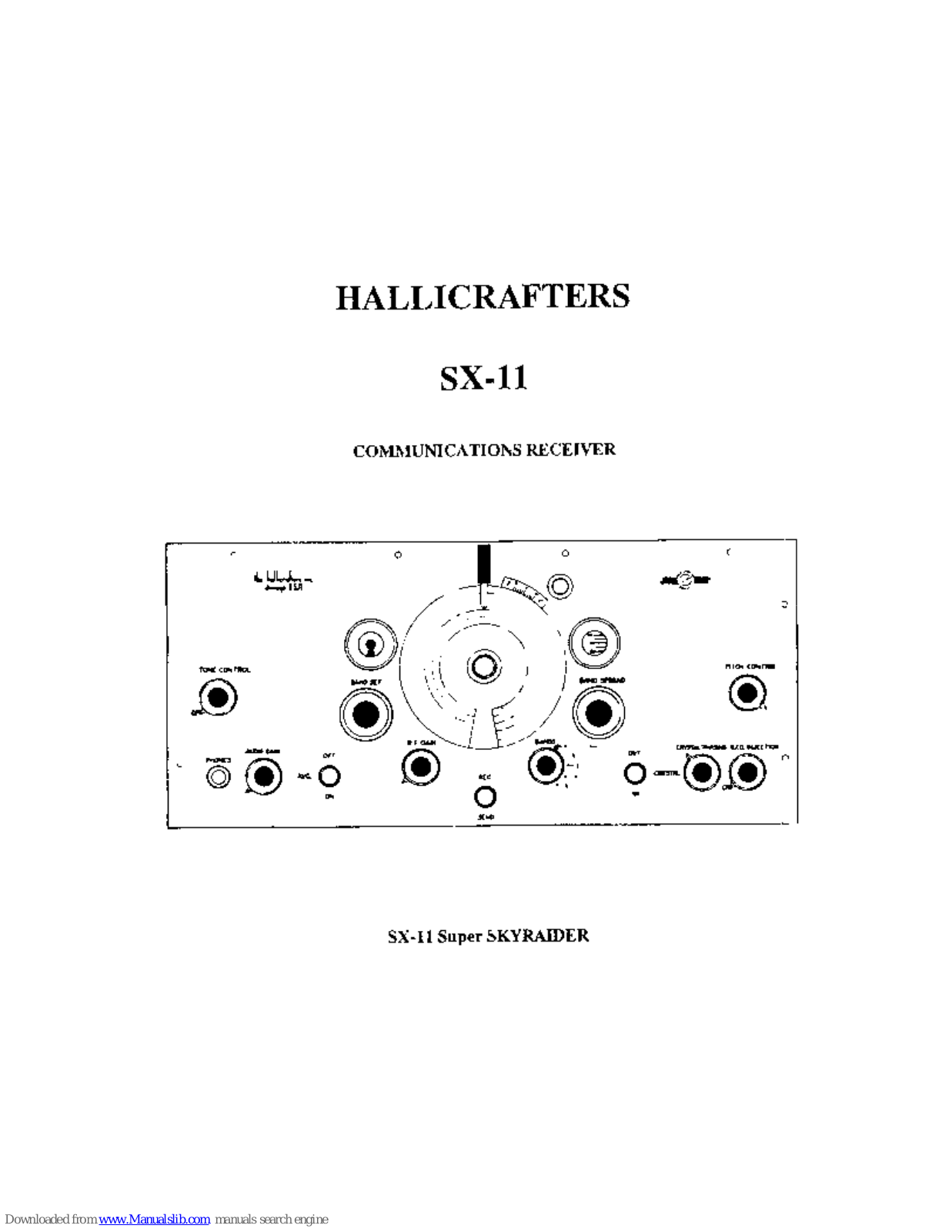 Hallicrafters SX-11 Operating Instructions Manual