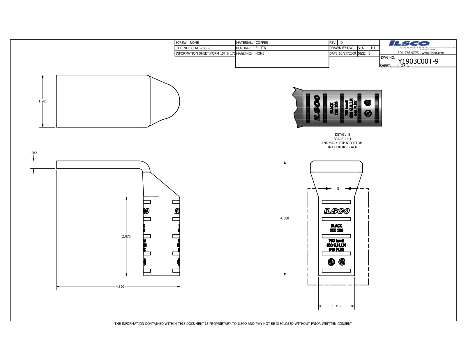 Ilsco CLNU-750-9 Data sheet