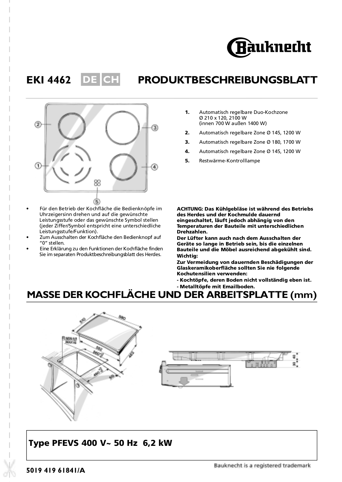 Whirlpool EKI 4462 IN PROGRAM CHART