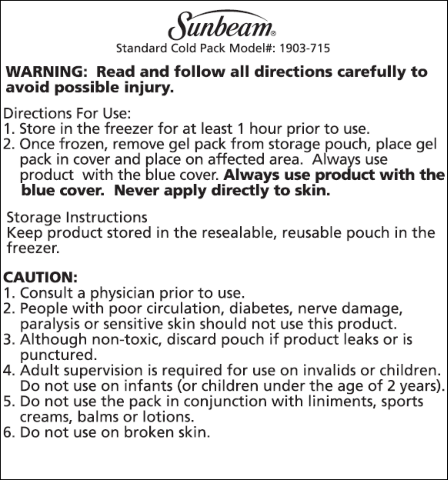 Sunbeam 001903-715-000 User Manual