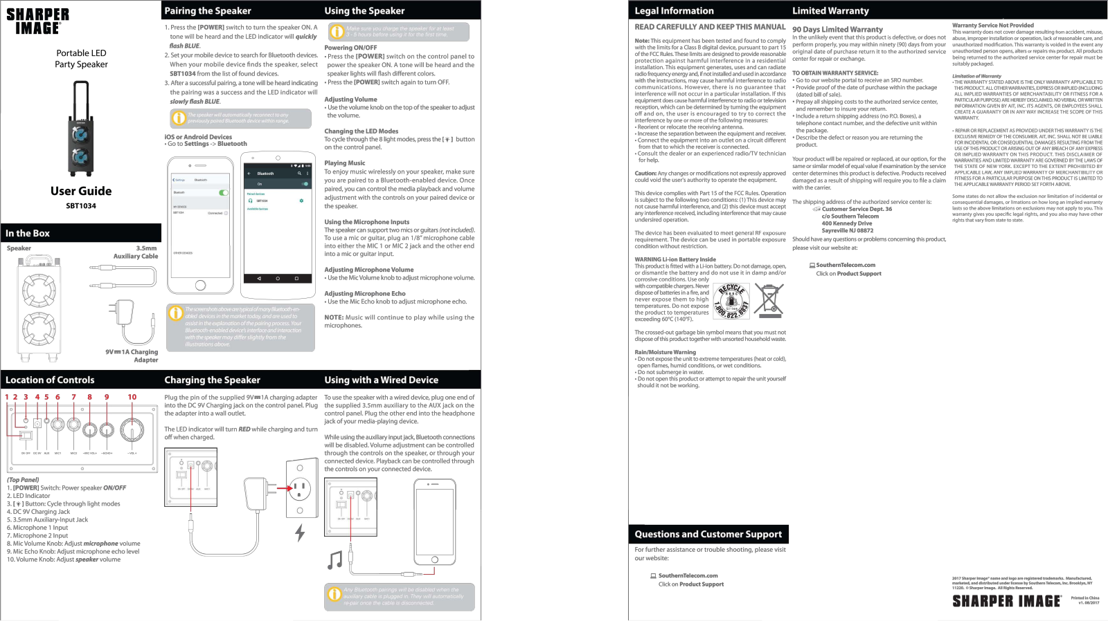 Sharper image SBT1034 User Manual