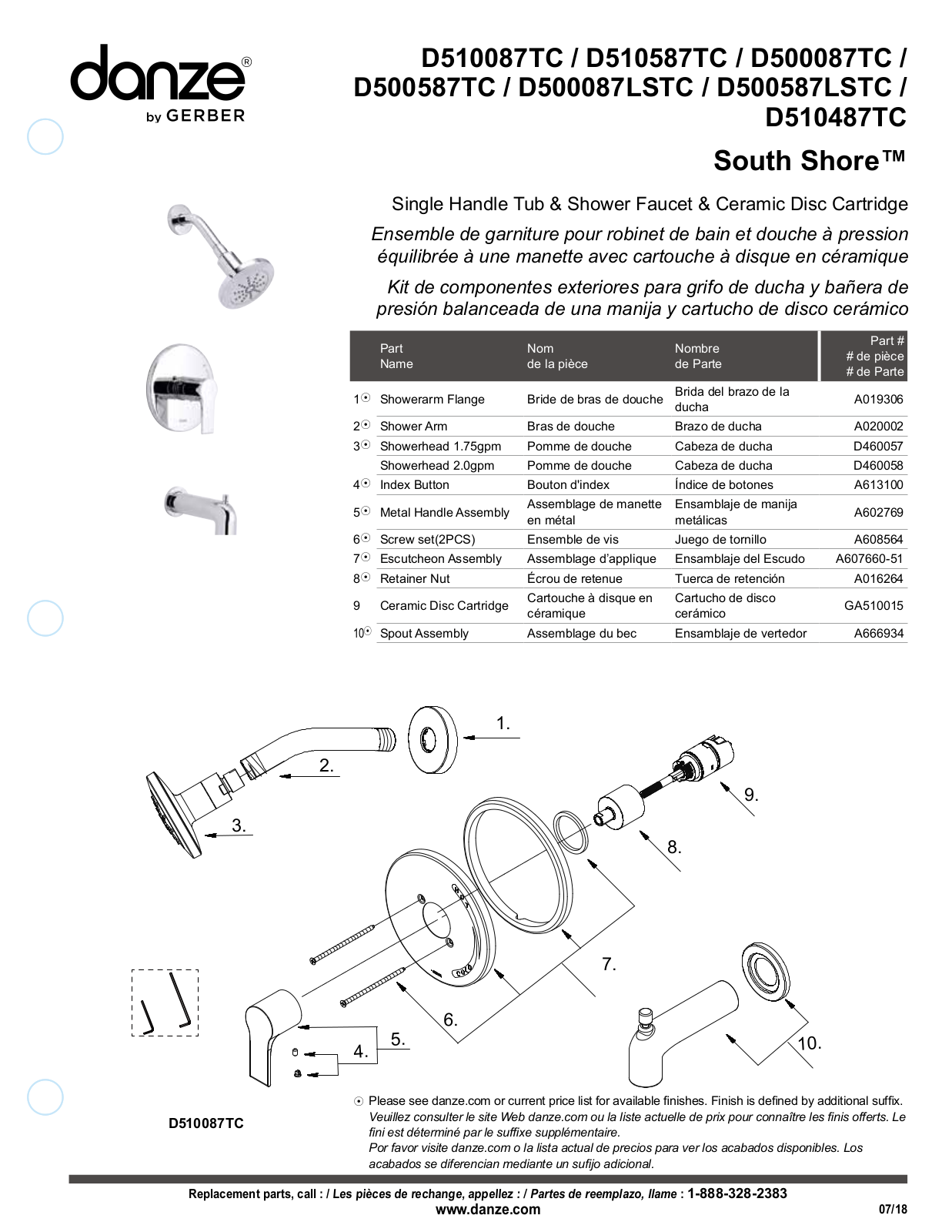 Gerber D500587LSTC, D500587LSBNTC Installation Manual