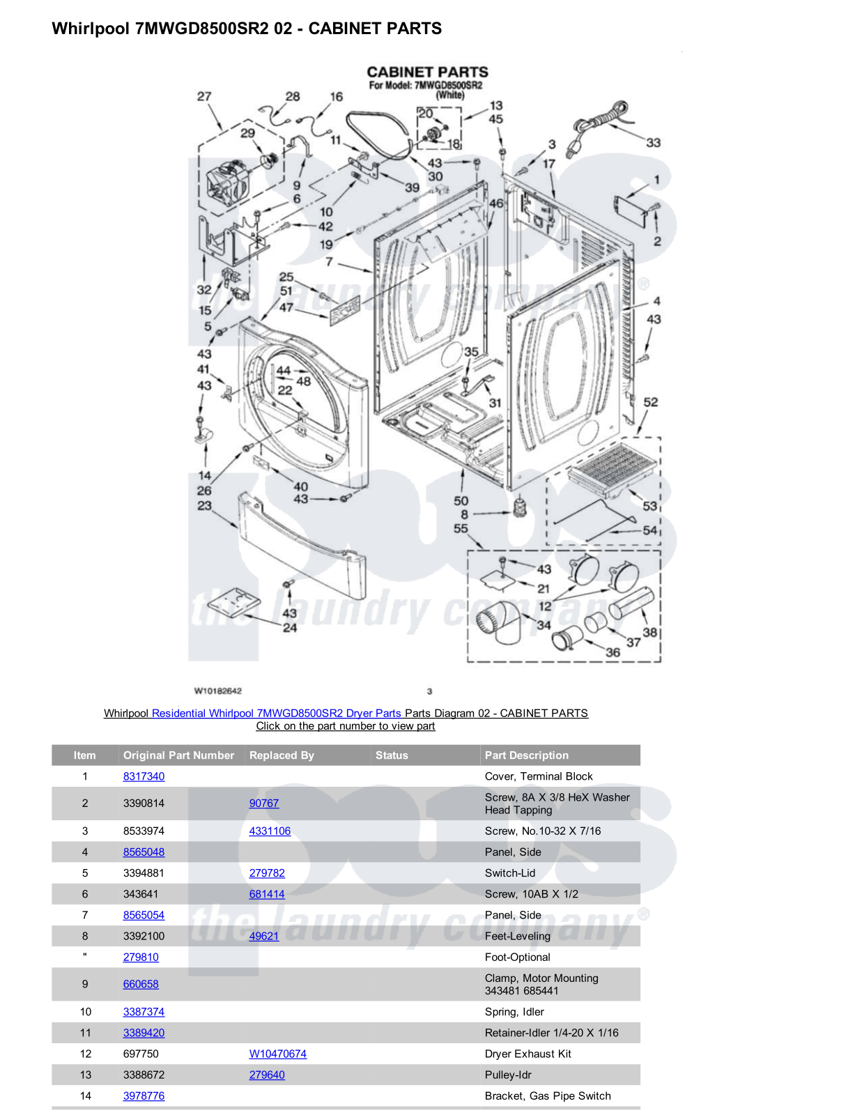 Whirlpool 7MWGD8500SR2 Parts Diagram