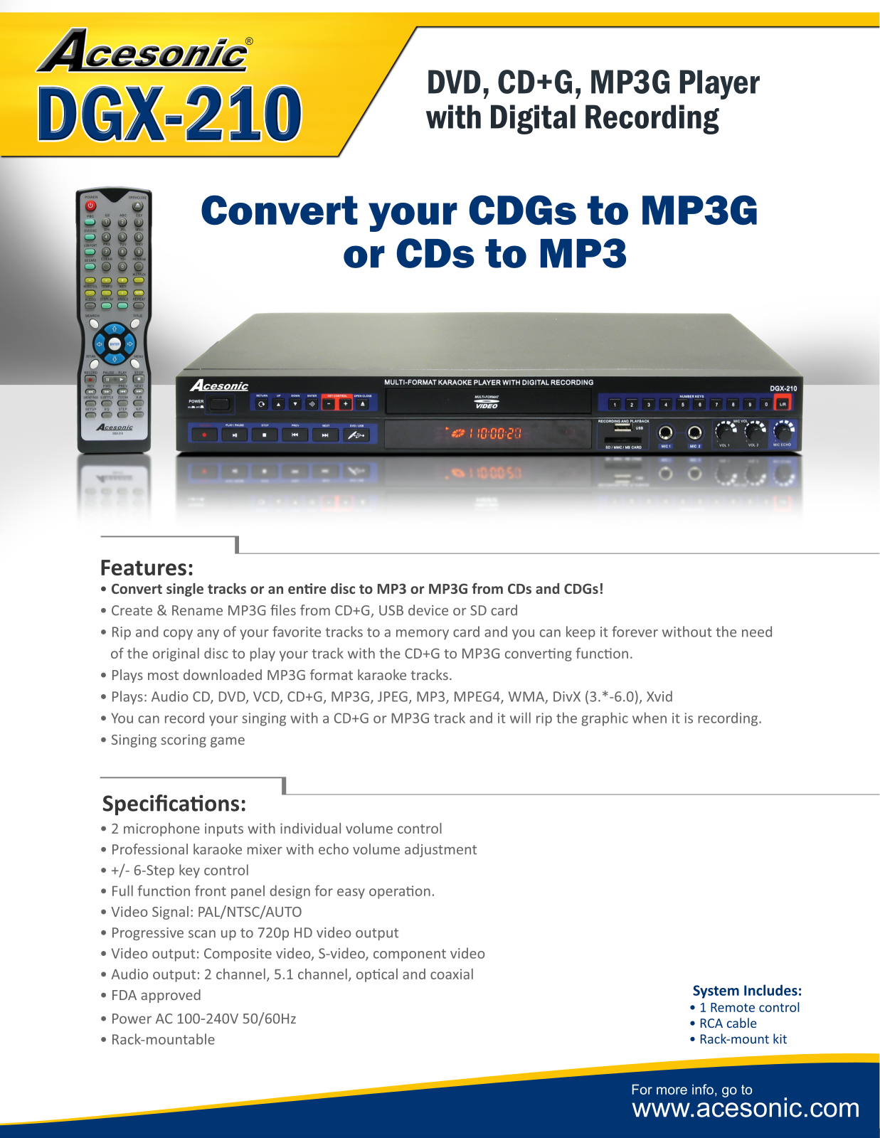 Acesonic DGX-210 Datasheet