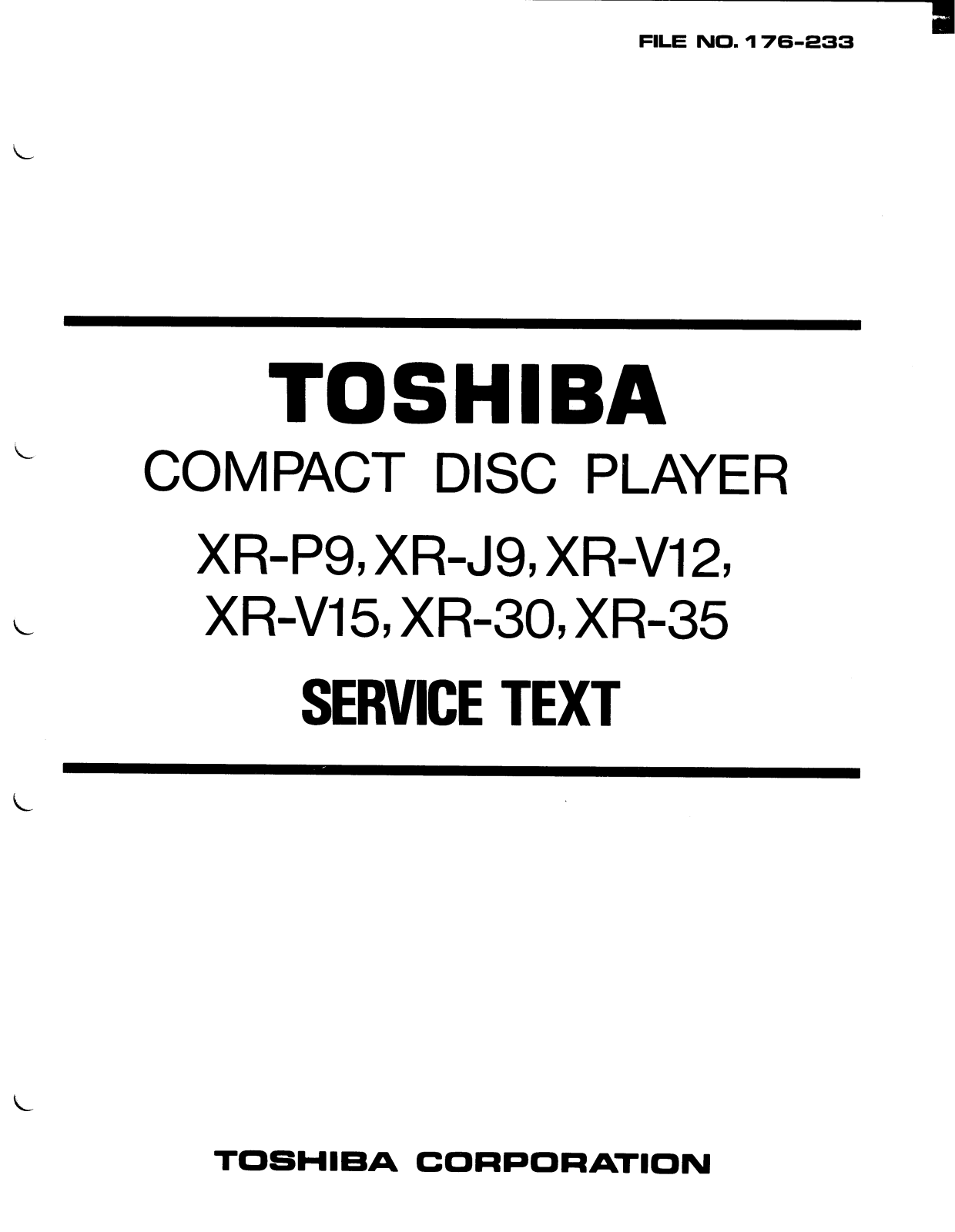 Toshiba xr-p9, xr-j9, xr-v12, xr-v15, xr-30 Service Manual