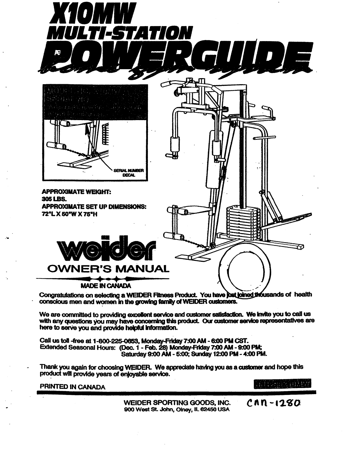 Weider X10MW User Manual