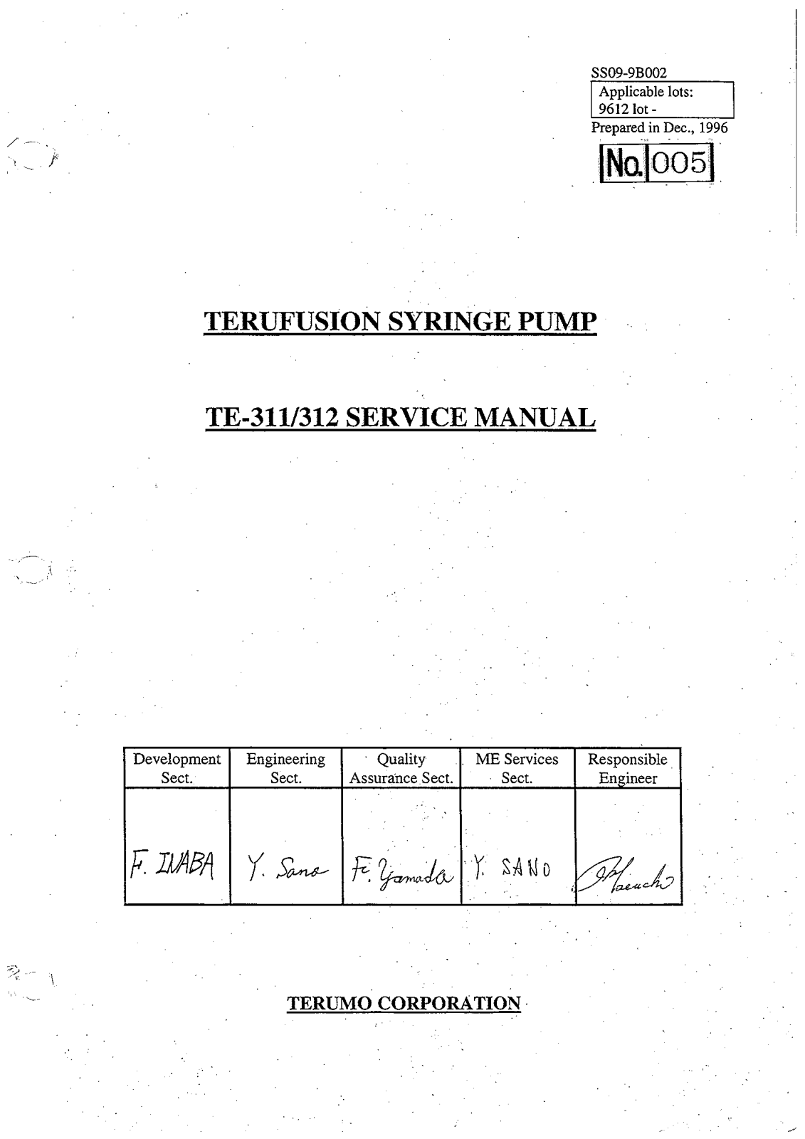 Terumo TE311-2 Service manual