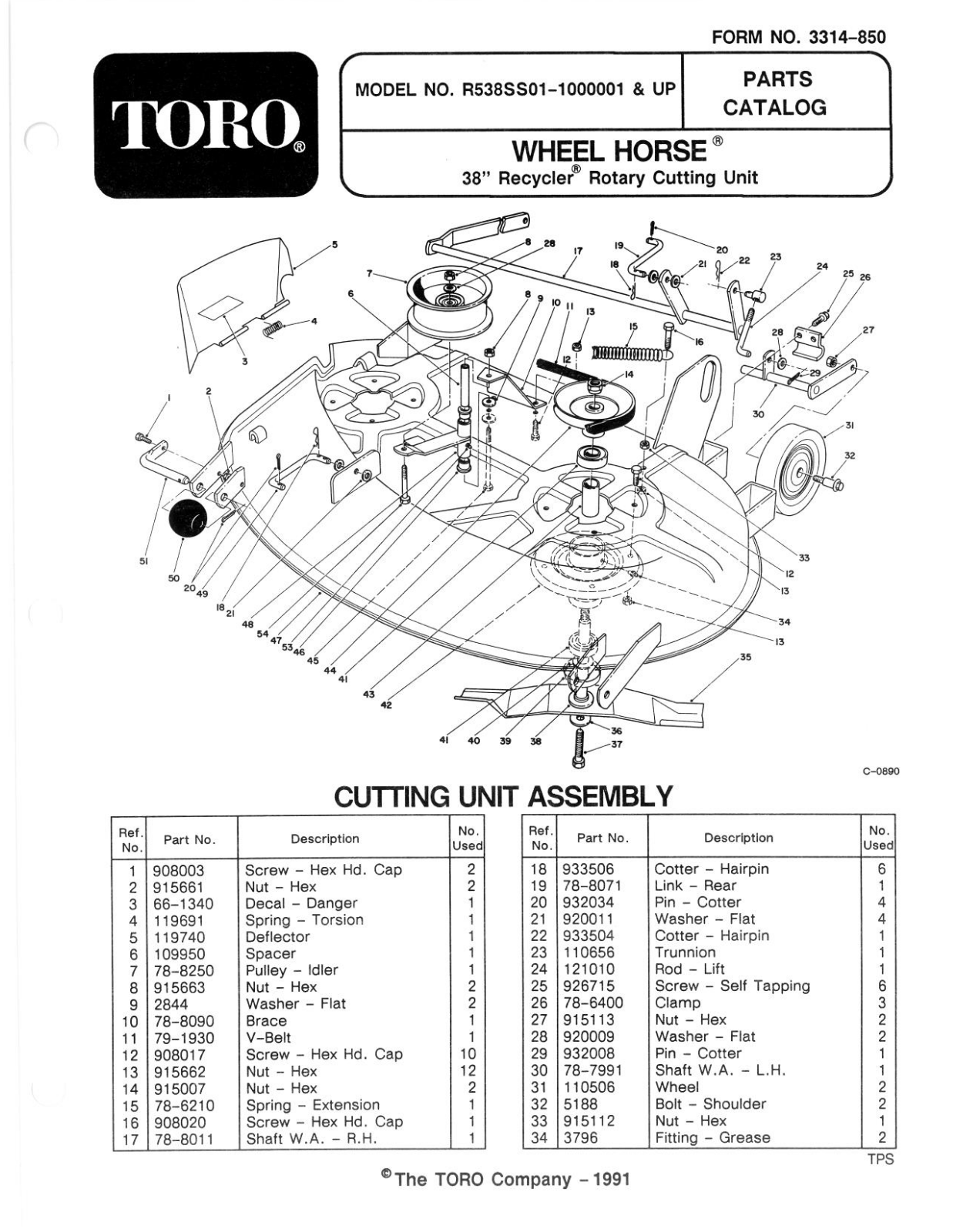 Toro R5-38SS01 Parts Catalogue