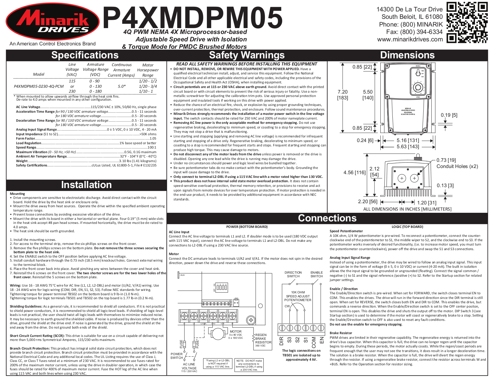 Minarik P4XMDPM05 User Manual