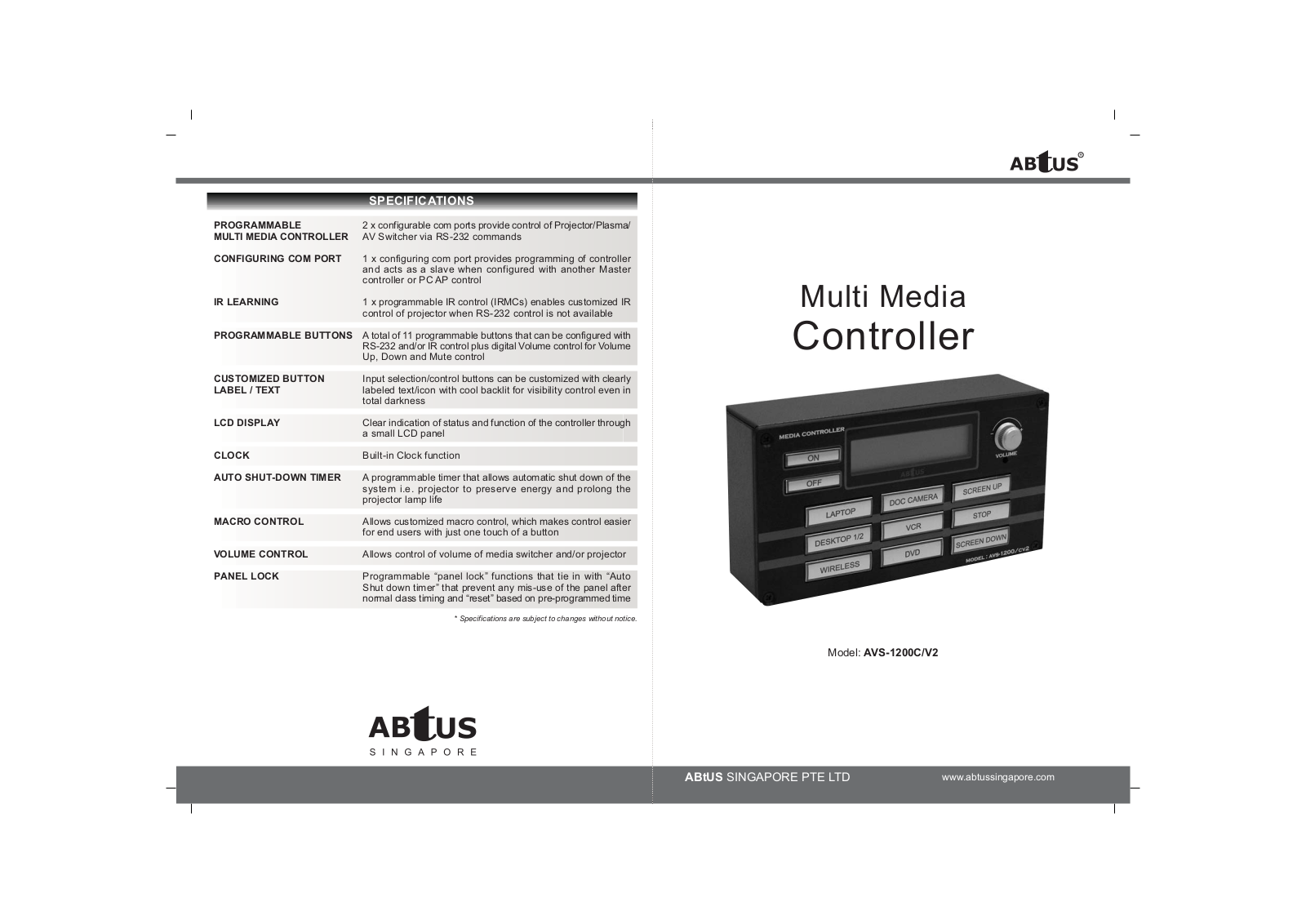 ABtUS AVS-1200CV2 User Manual