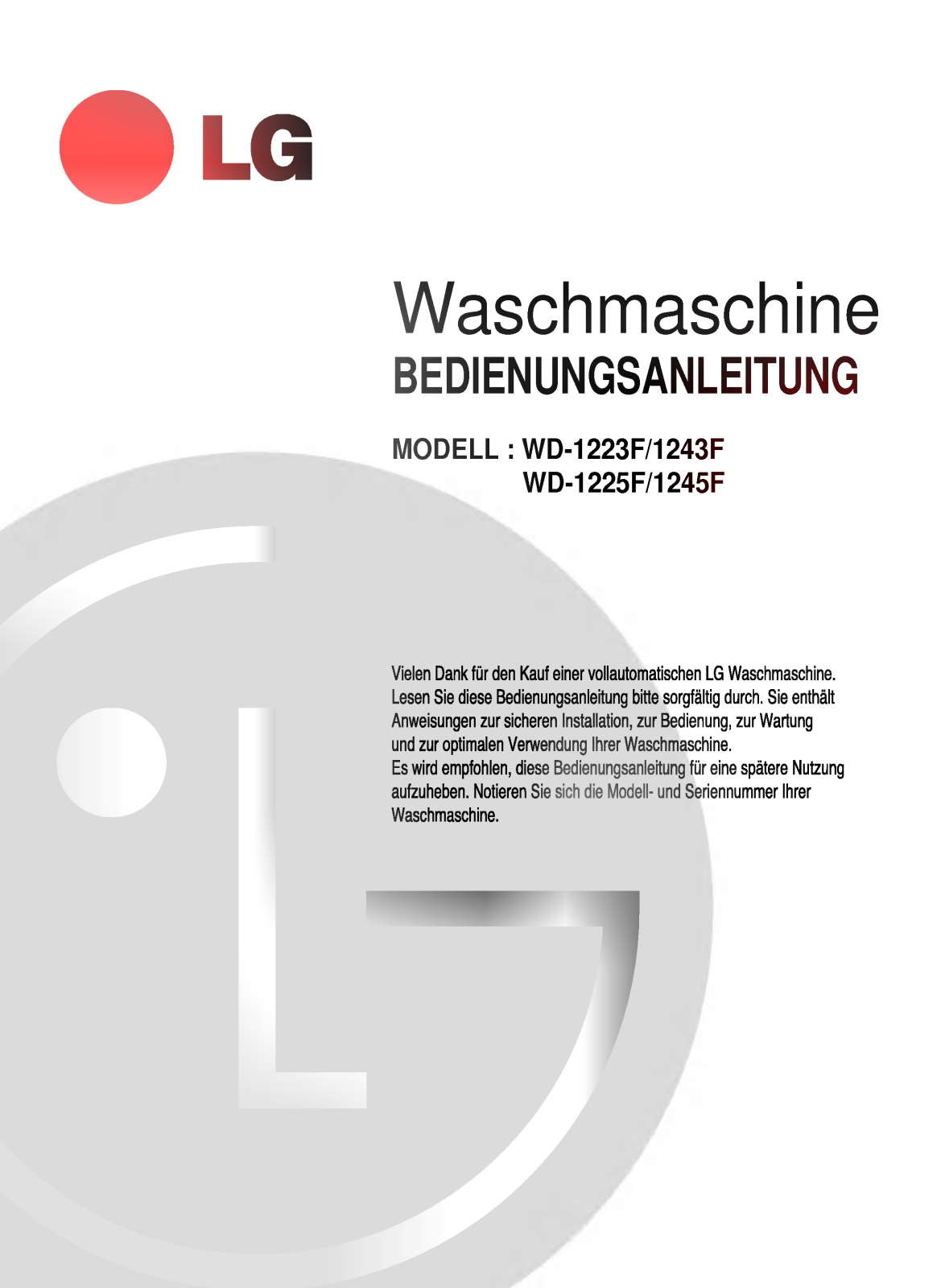 LG WD-1223F Owner’s Manual