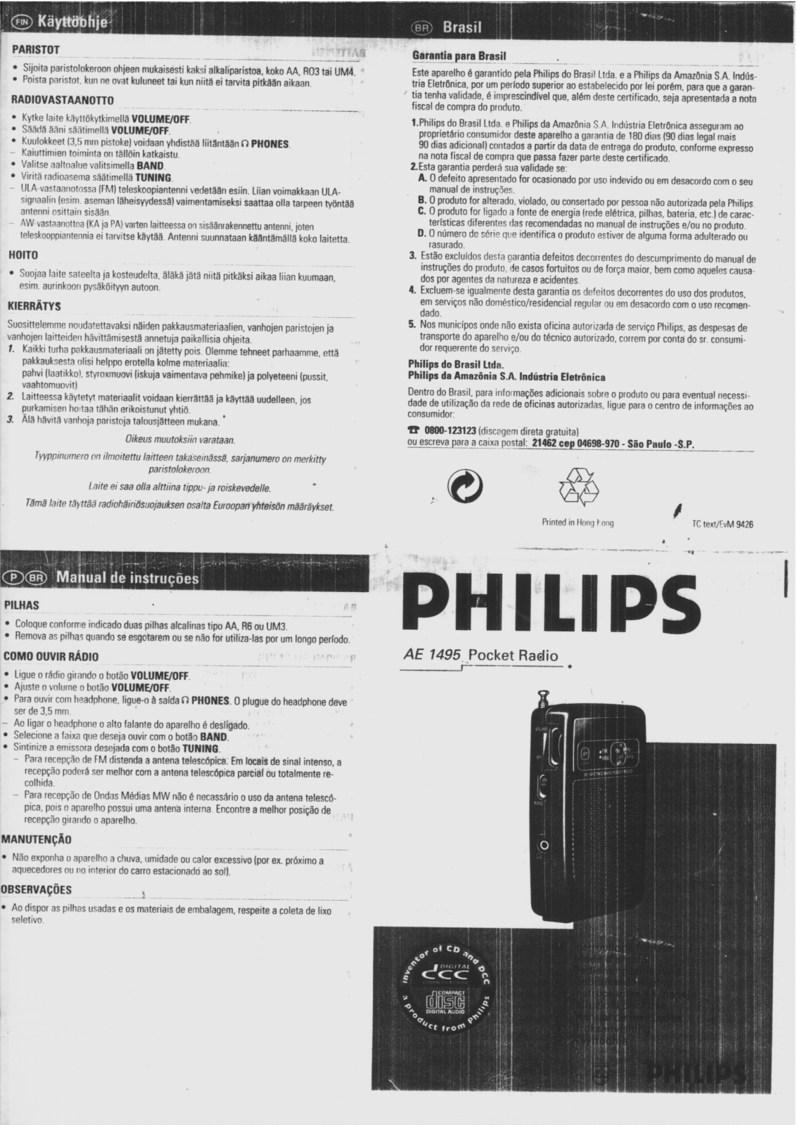 Philips AE1495/04Z, AE1495/04, AE1495/01Z, AE1495/00Z, AE1495 User Manual